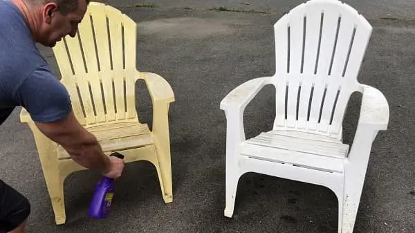clean-plastic-chair with soap