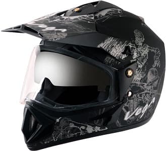 Vega Off Road DV Sketch Dull Black Silver Helmet-M